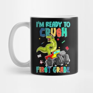 Kids I'm Ready To Crush First Grade Monster Truck Dinosaur Boys Mug